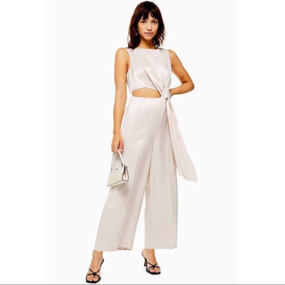 Topshop Satin Sleeveless Jumpsuit Romper wedding champagne cut out 4